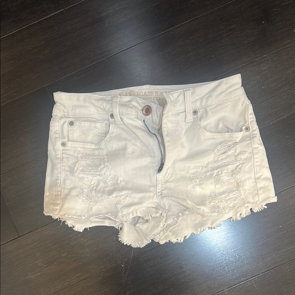 American Eagle Outfitters Pants - American Eagle Outfitters White Distressed Jean Shorts